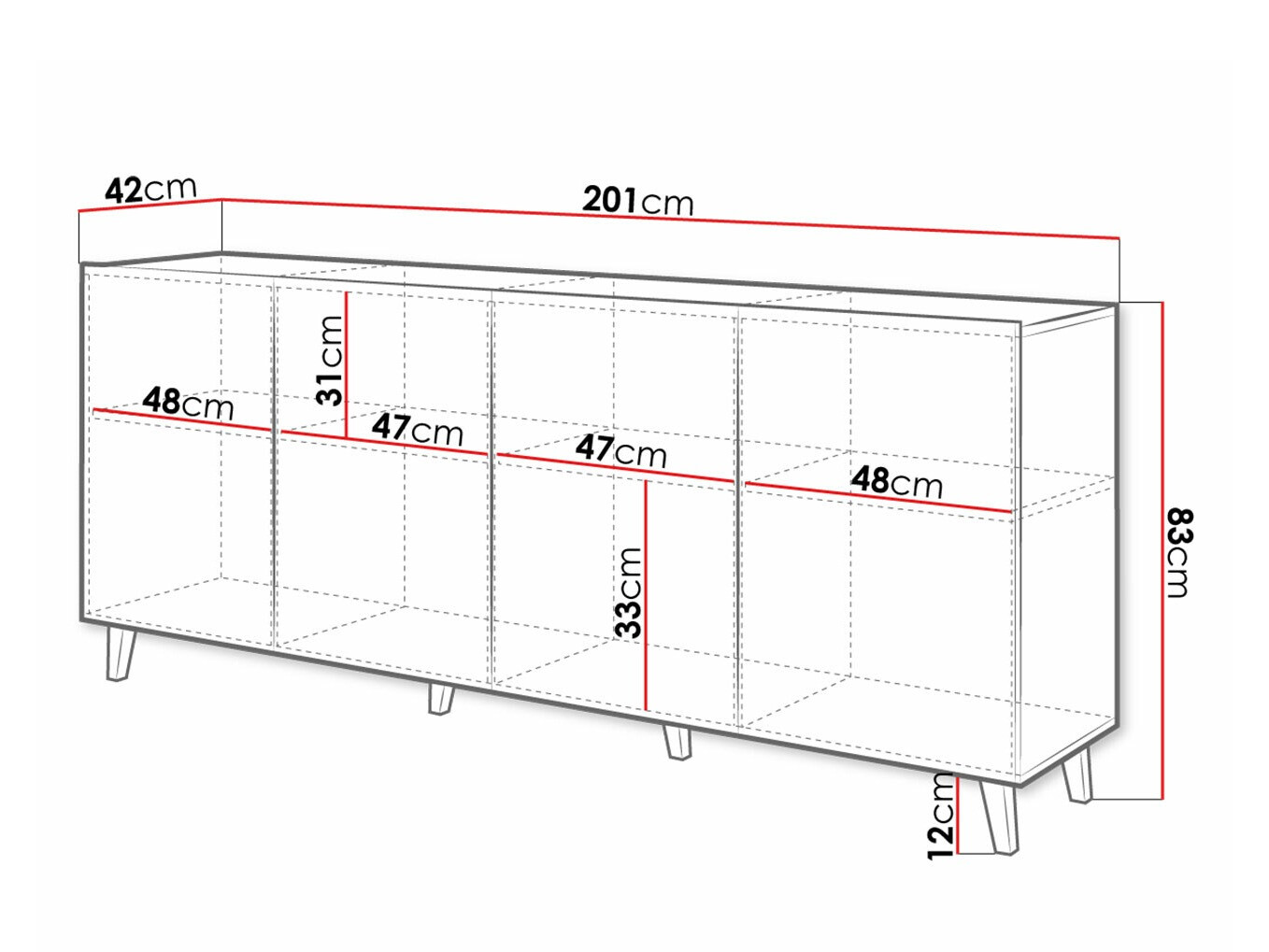 Ormarić Charlotte 180 (Belo + Crno)