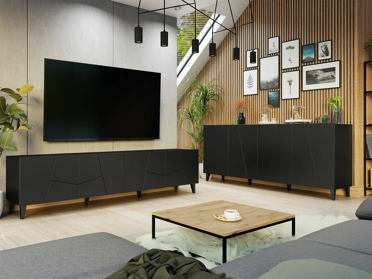 Set za dnevnu sobu Charlotte 182 (Crno)