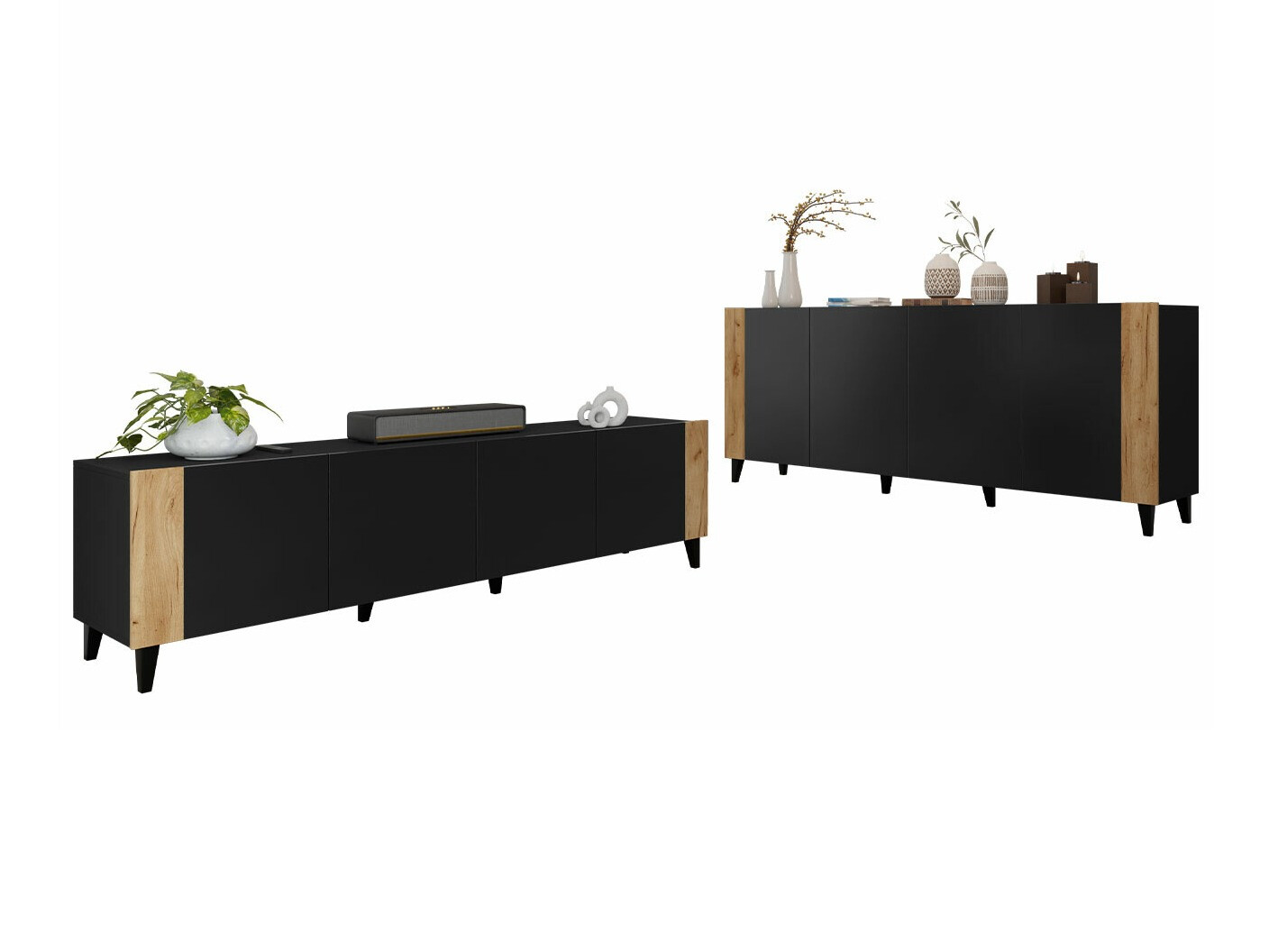 Set za dnevnu sobu Charlotte 185 (Crno + Craft hrast)