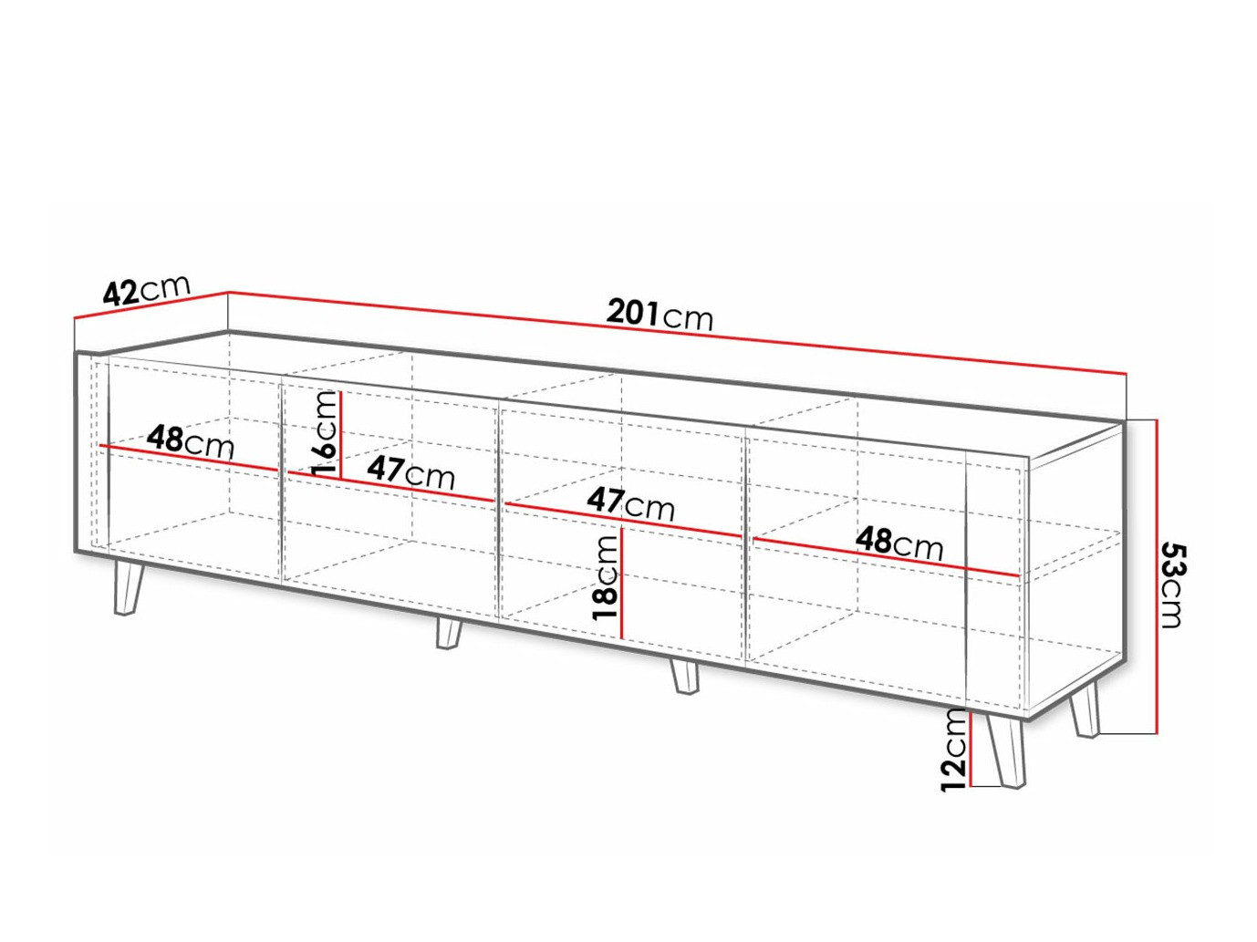 TV komoda Charlotte 184 (Belo + Craft hrast)