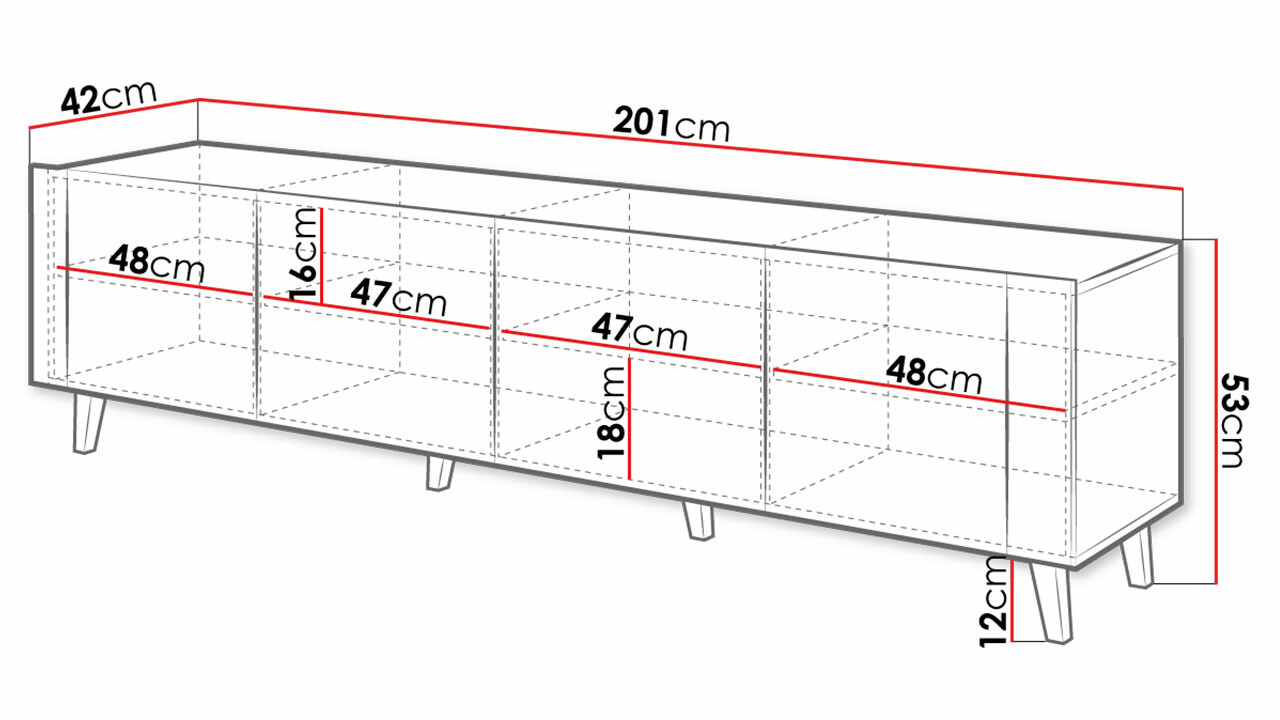 TV sto Charlotte 184 (Crno + Craft hrast)