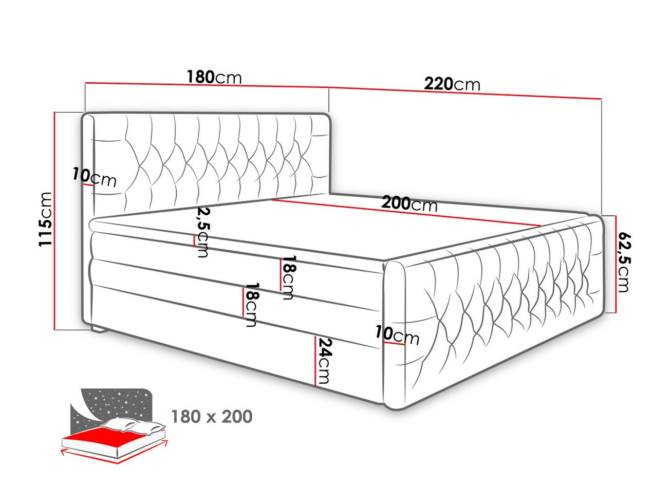 Boxspring krevet Nashville 110 (Trinity 15)