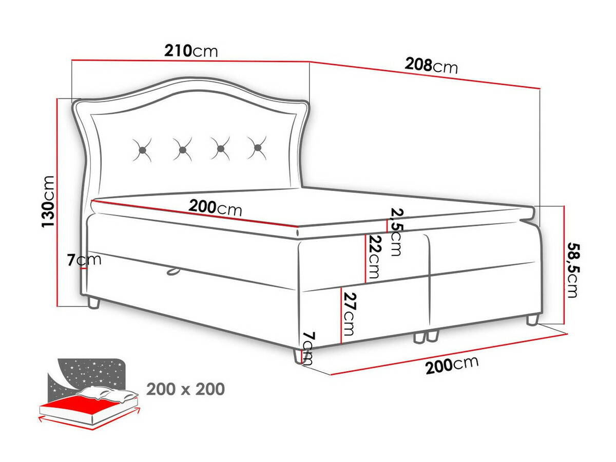 Boxspring krevet Oleum (Magic Velvet 2207)