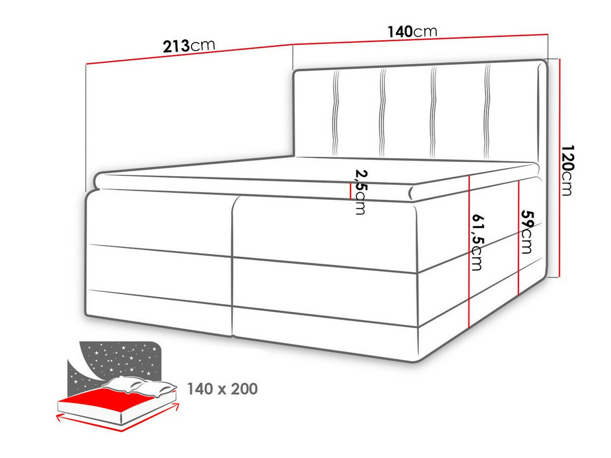 Boxspring krevet Baltimore 139 (Kameleon 04 + Kameleon 15)