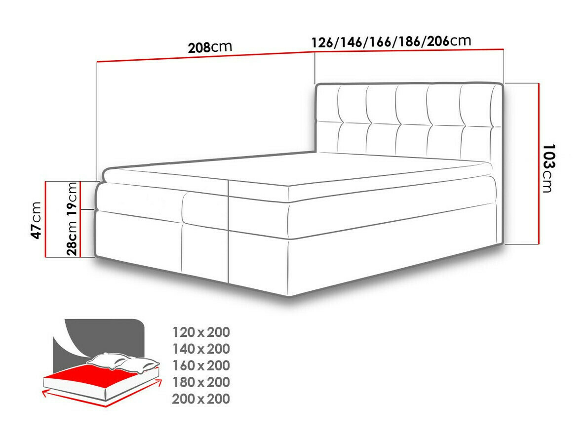 Boxspring krevet Aedes (Rico 23)