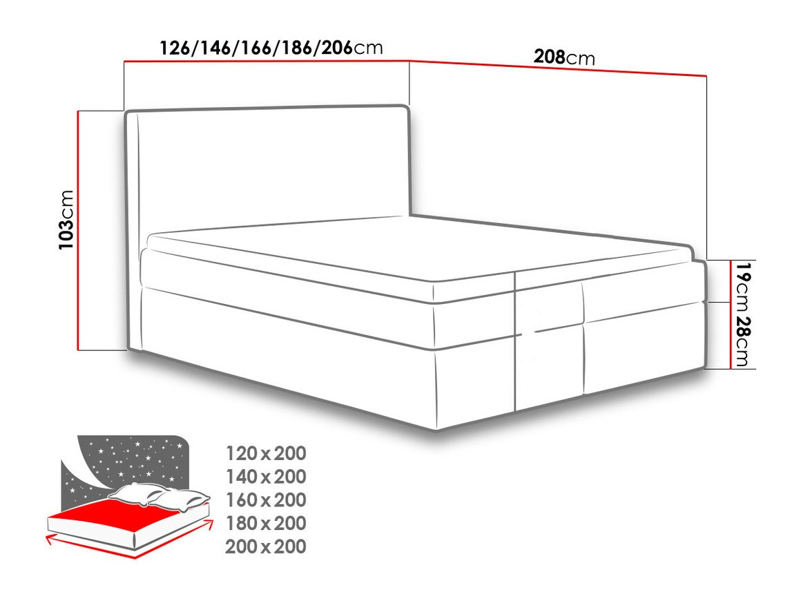 Boxspring krevet Baltimore 126 (Velluto 3)