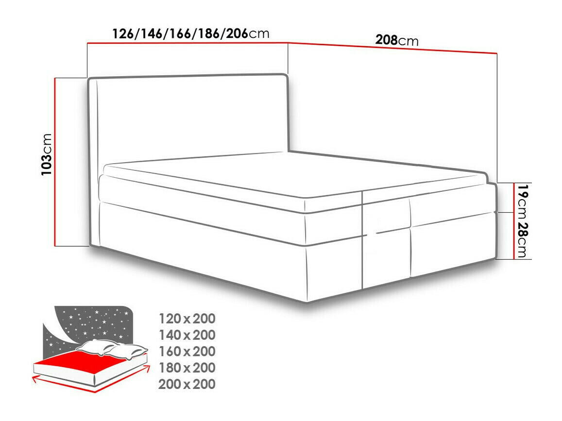 Boxspring krevet Baltimore 126 (Velluto 7)