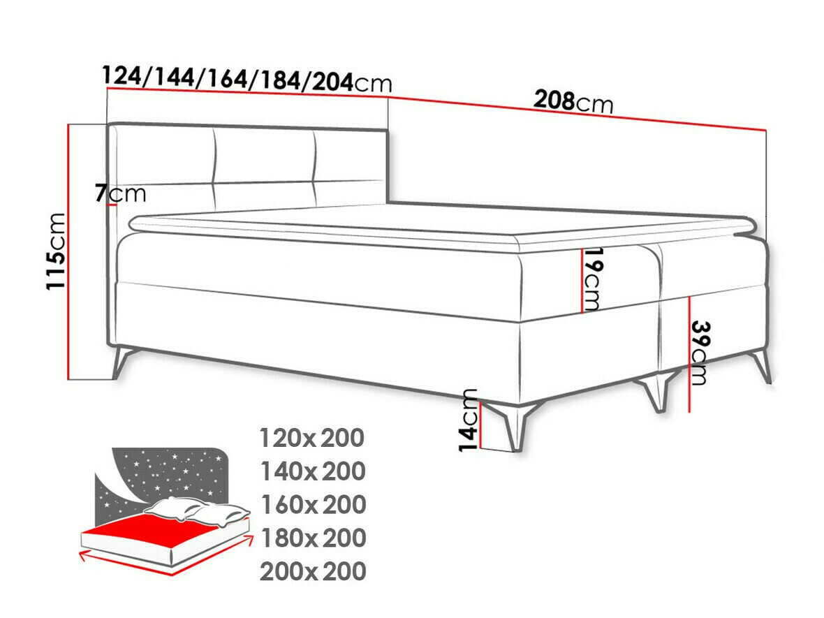 Boxspring krevet Baltimore 134 (Soft 033)