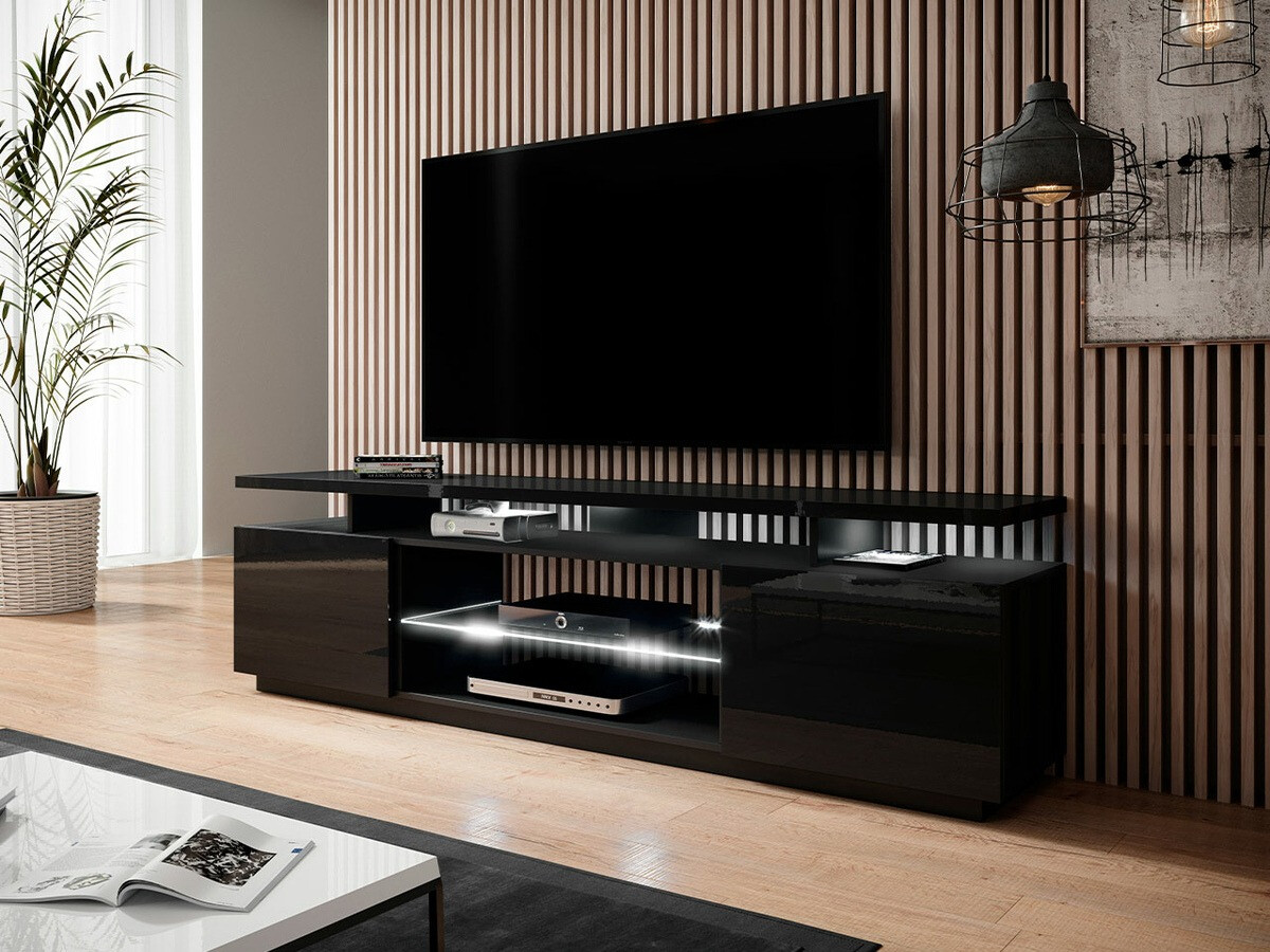 TV komoda Figura (Crno + Sjajno crna)
