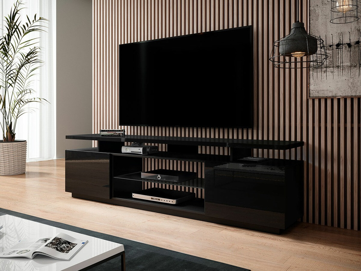 TV komoda Figura (Crno + Sjajno crna)