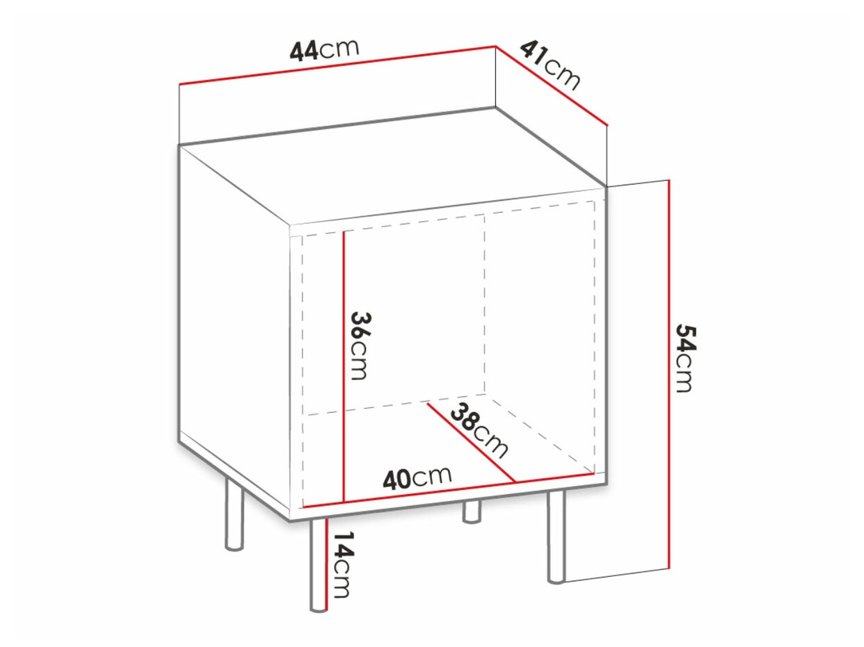 Set noćnih ormarića Lorelbo 102 (Вотан храст + Crno)