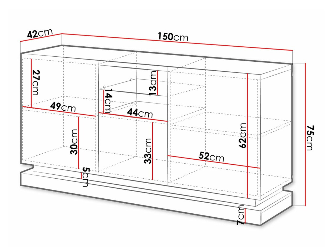 Ormarić Charlotte 186 (Crno + Crna visoki sjaj)