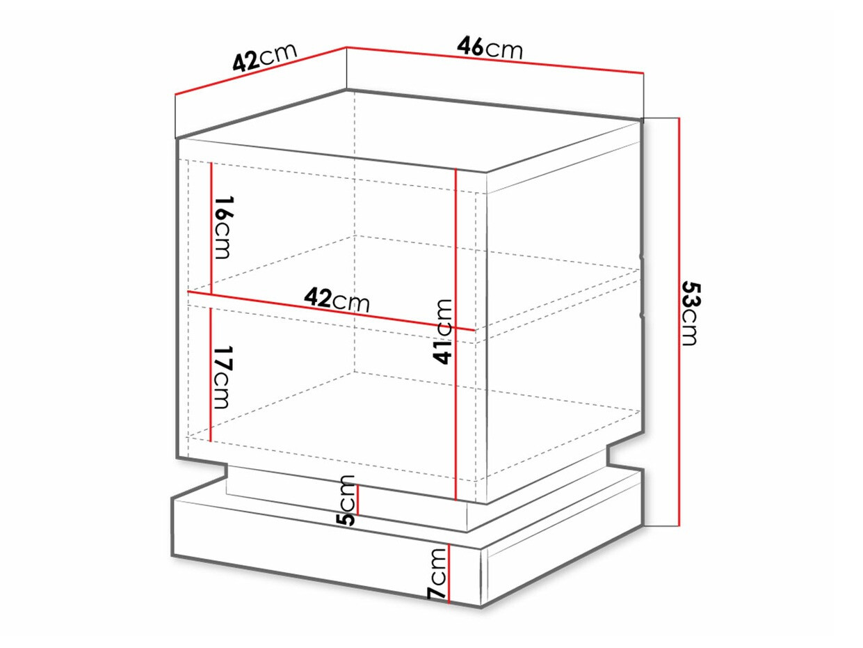 Set noćnih ormarića Charlotte 187 (Crno + Crna visoki sjaj)