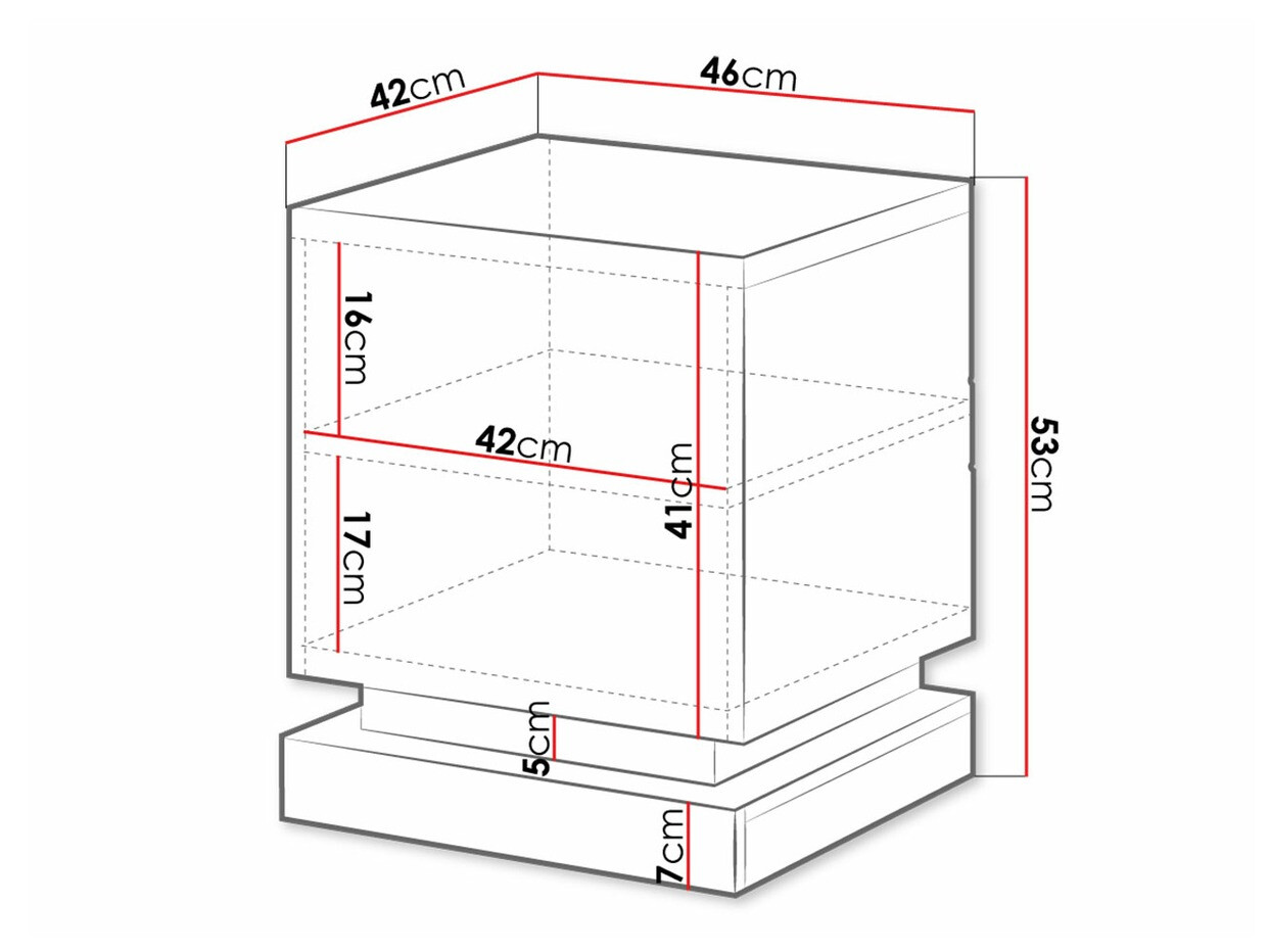 Set noćnih ormarića Charlotte 187 (Crno + Crna visoki sjaj)