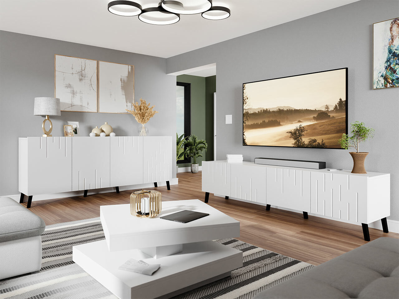 Set za dnevnu sobu Charlotte 212 (Belo)