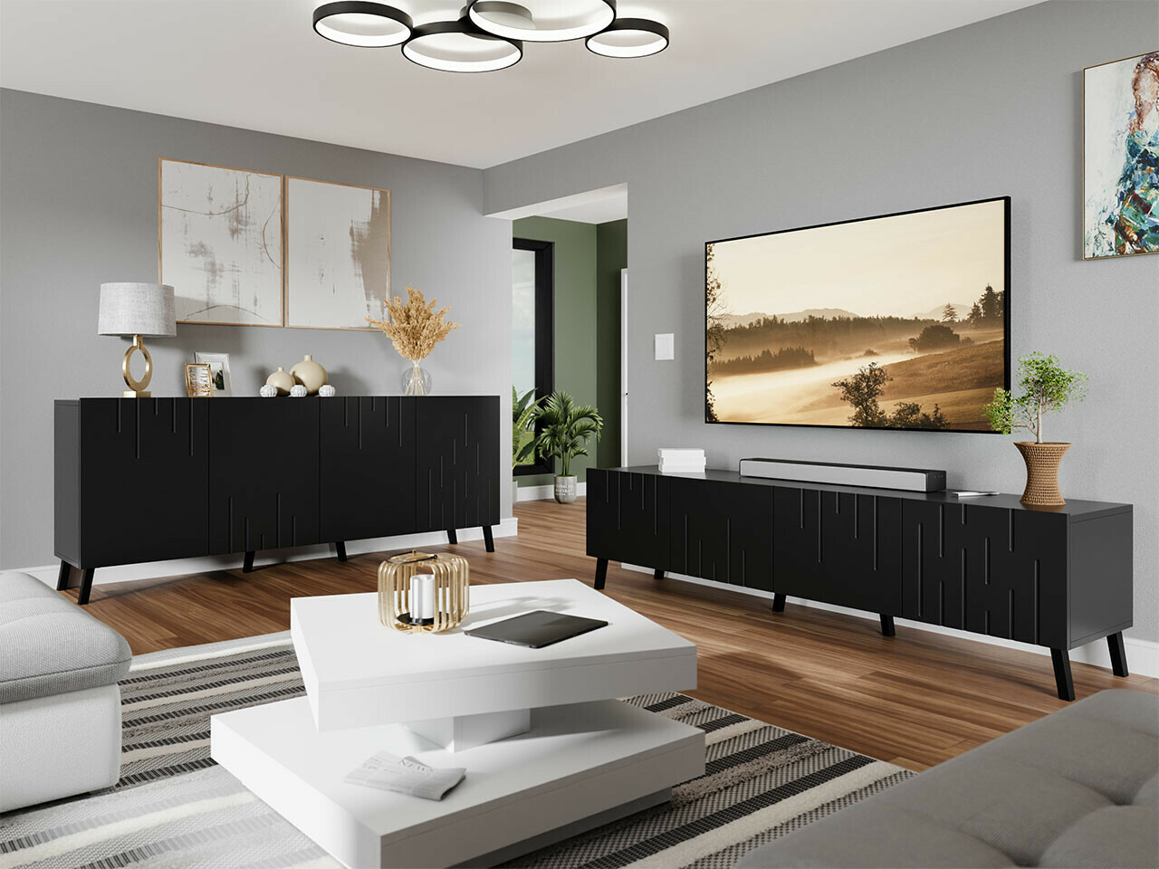 Set za dnevnu sobu Charlotte 212 (Crno)