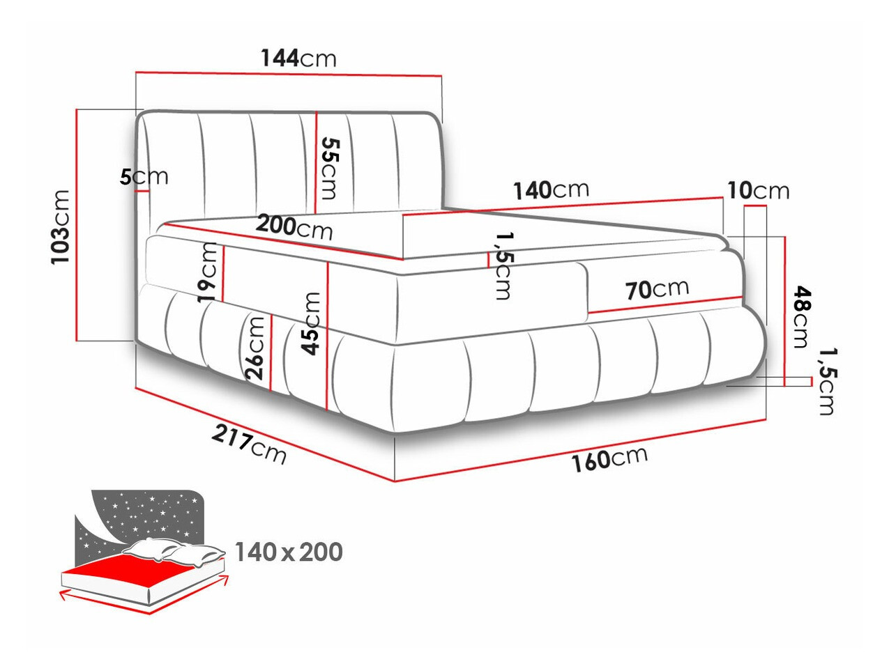 Boxspring krevet Baltimore 152 (Kronos 09)