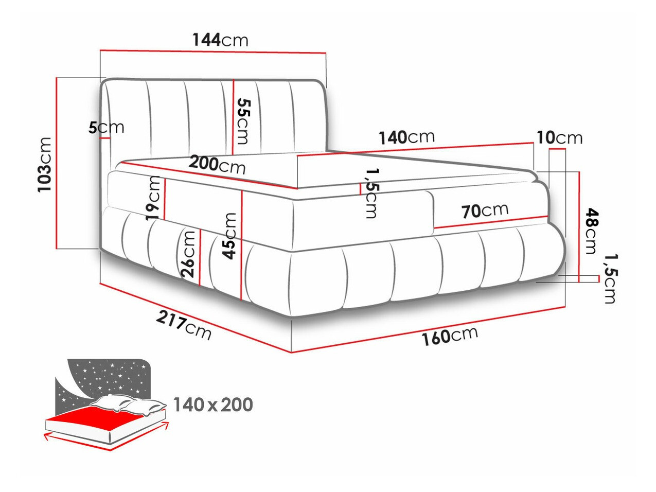 Boxspring krevet Baltimore 152 (Kronos 19)