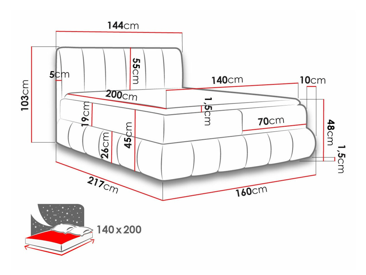 Boxspring krevet Baltimore 152 (Kronos 26)