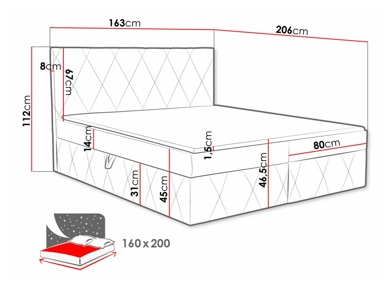 Boxspring krevet Comfivo Avis (Magic Velvet 2260)