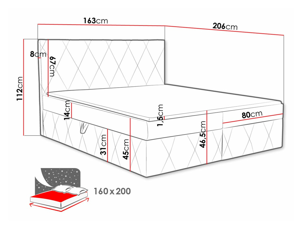 Boxspring krevet Comfivo Avis (Magic Velvet 2299)