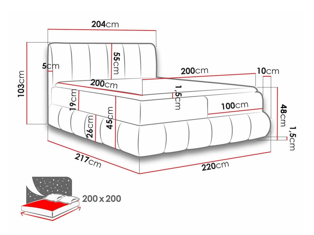 Boxspring krevet Cursus (Kronos 09)
