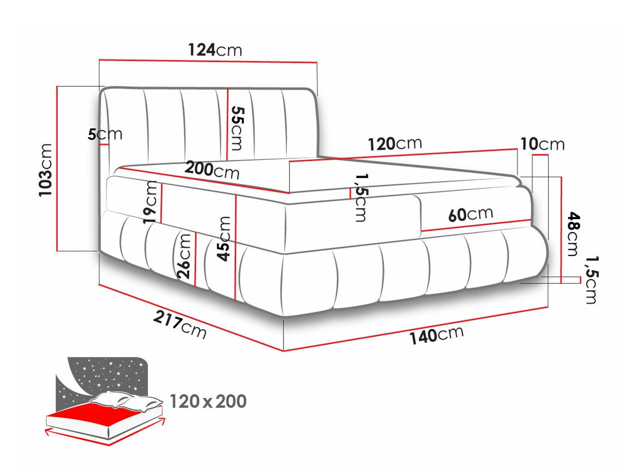 Boxspring krevet Cursus (Kronos 19)