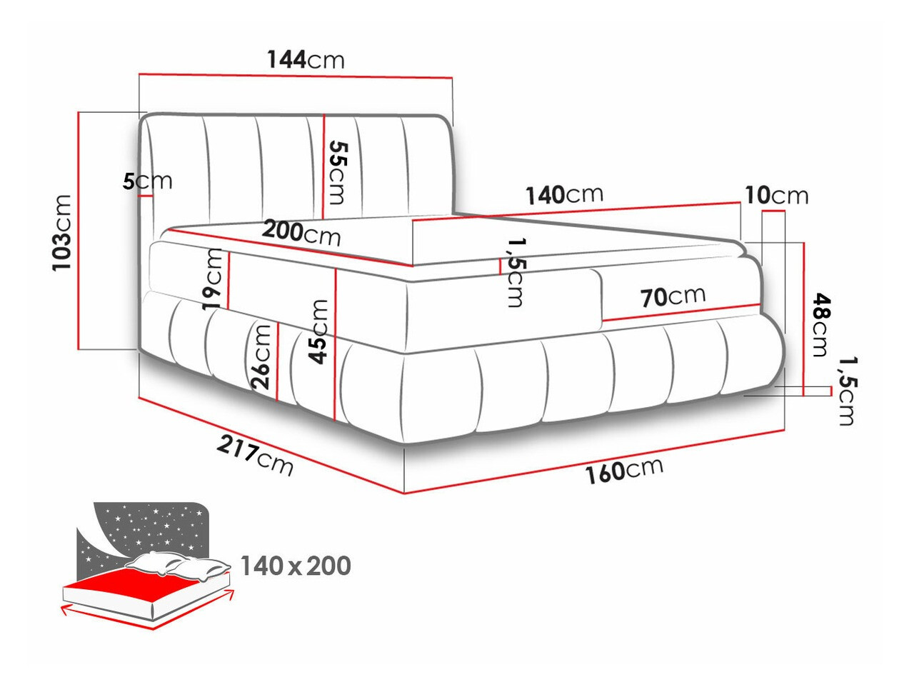 Boxspring krevet Cursus (Kronos 22)