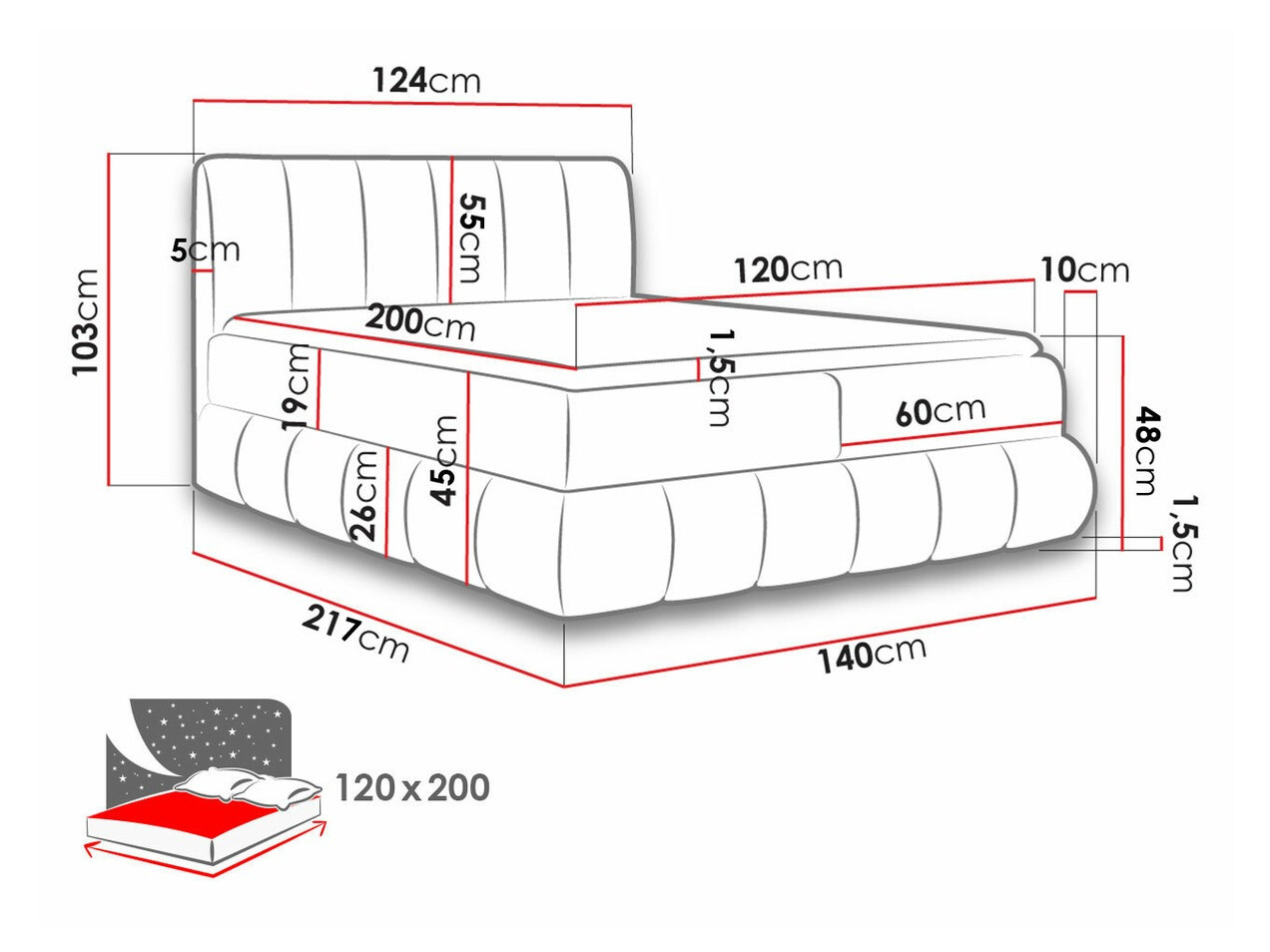 Boxspring krevet Cursus (Kronos 26)