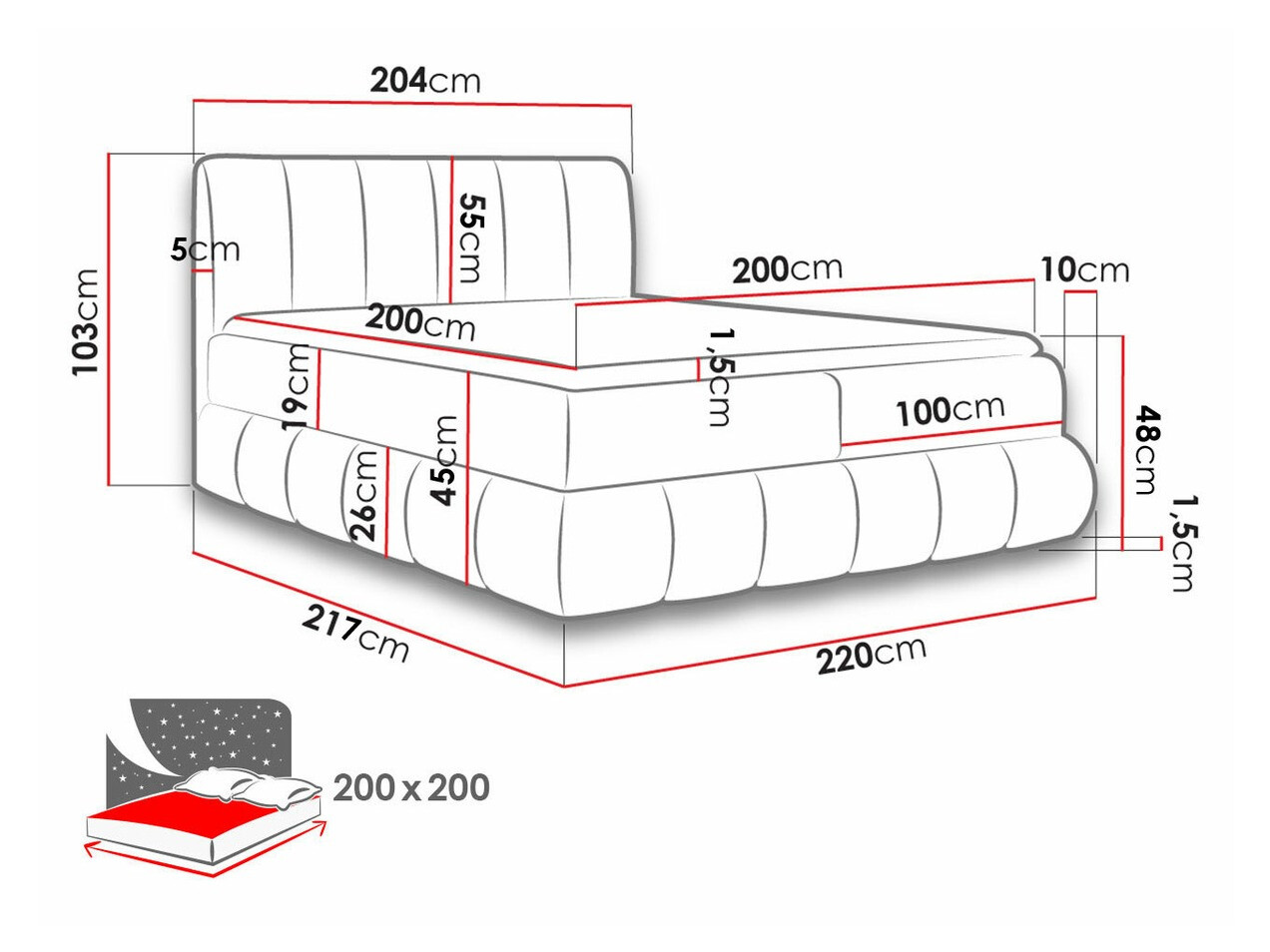 Boxspring krevet Cursus (Kronos 26)