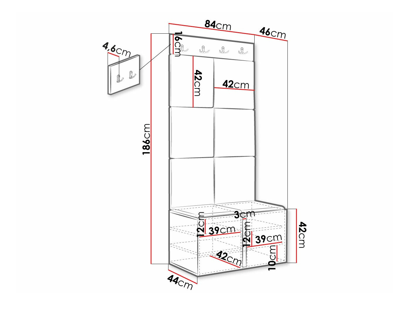 Set za hodnik Hartford 375 (Belo)