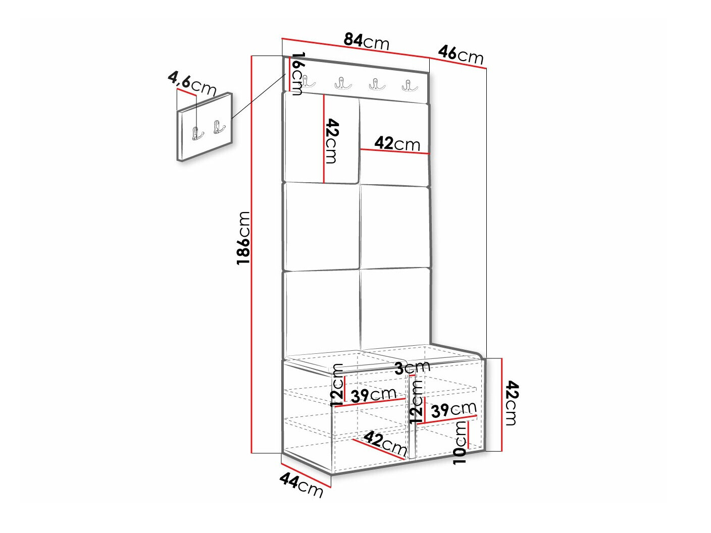 Set za hodnik Hartford 375 (Belo)