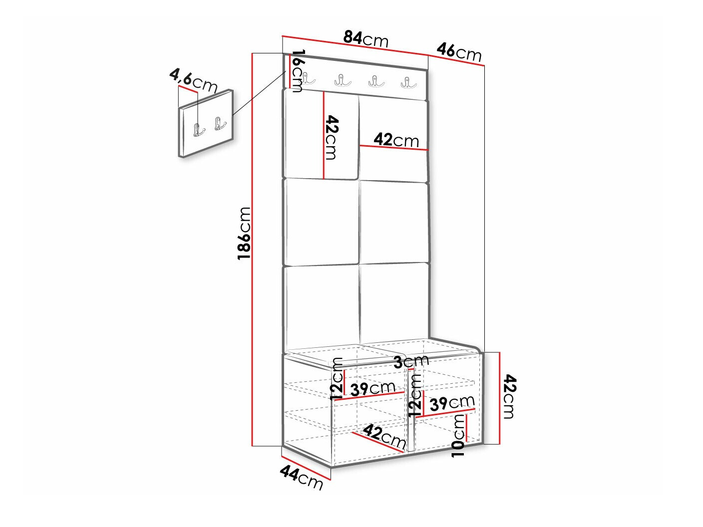 Set za hodnik Hartford 375 (Belo)