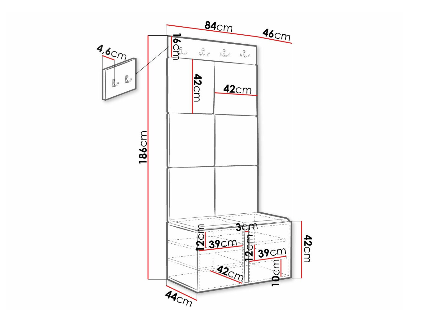 Set za hodnik Hartford 375 (Belo)