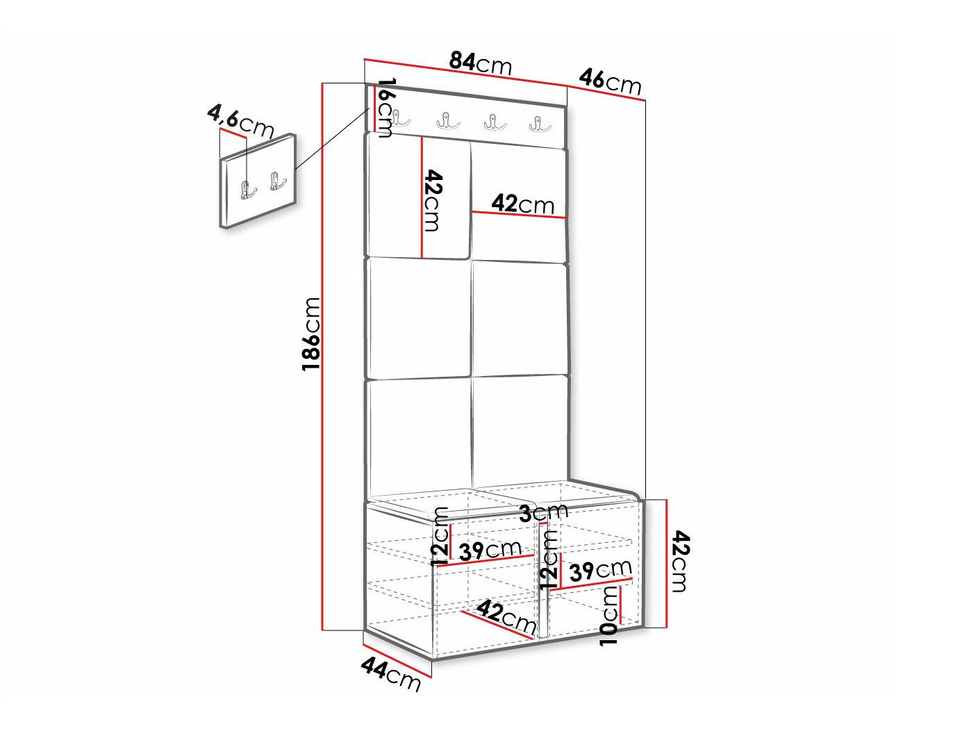 Set za hodnik Hartford 375 (Belo)