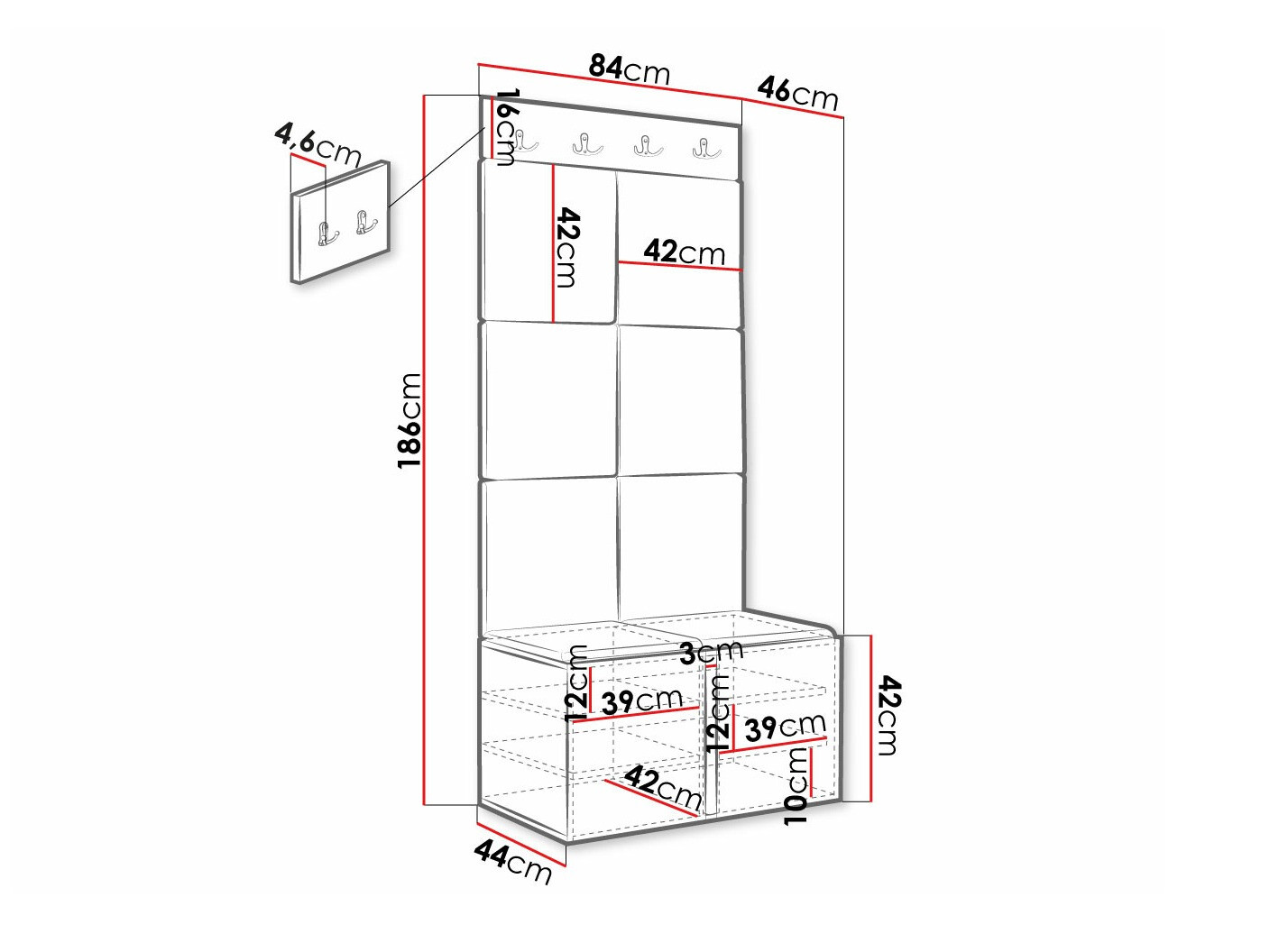 Set za hodnik Hartford 375 (Belo)