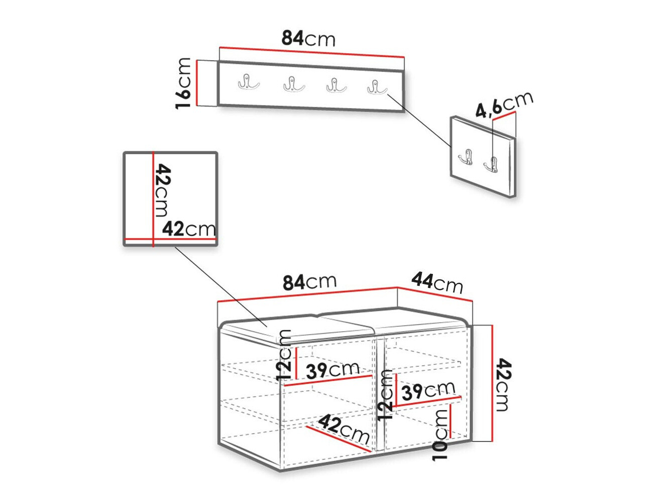 Set za hodnik Hartford 376 (Belo)