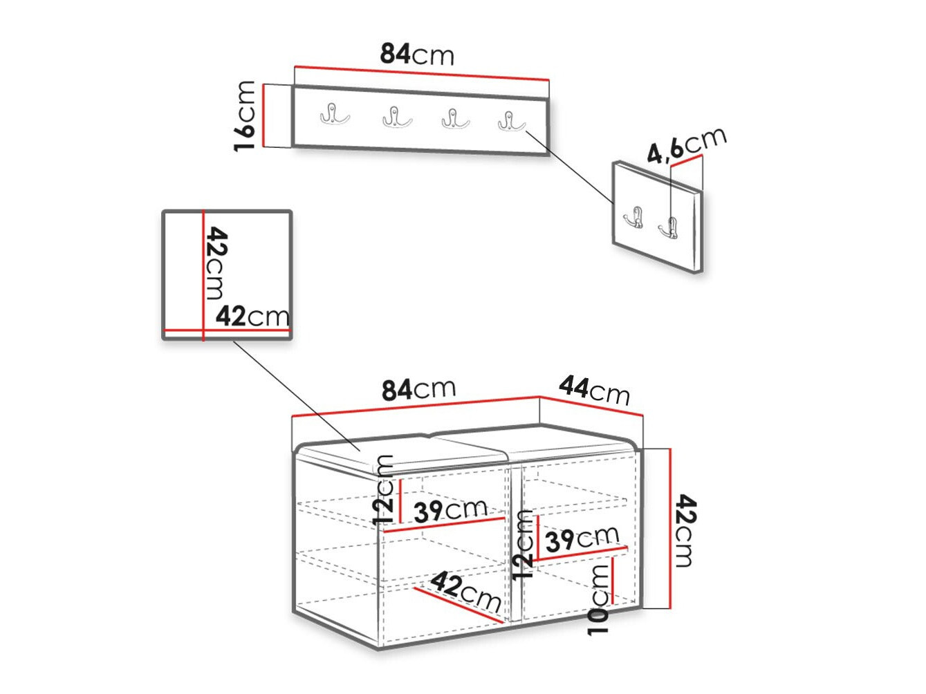 Set za hodnik Hartford 376 (Belo)