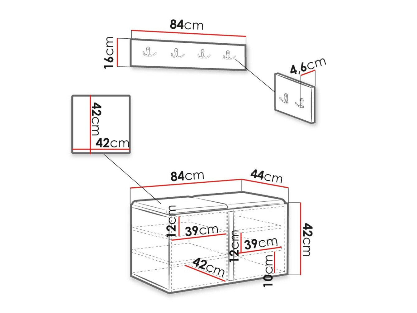 Set za hodnik Hartford 376 (Belo)