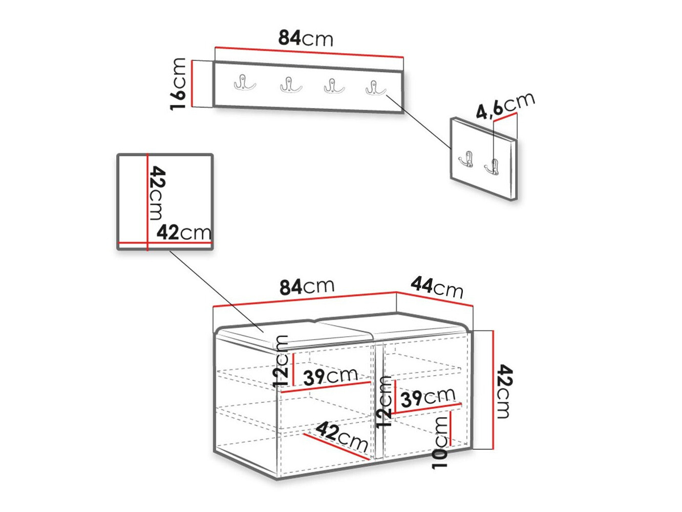 Set za hodnik Hartford 376 (Belo)
