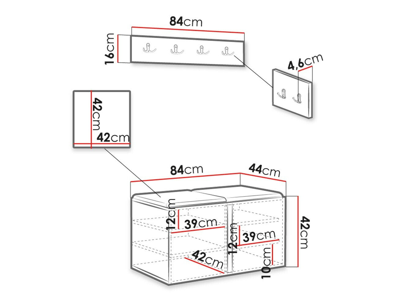 Set za hodnik Hartford 376 (Belo)