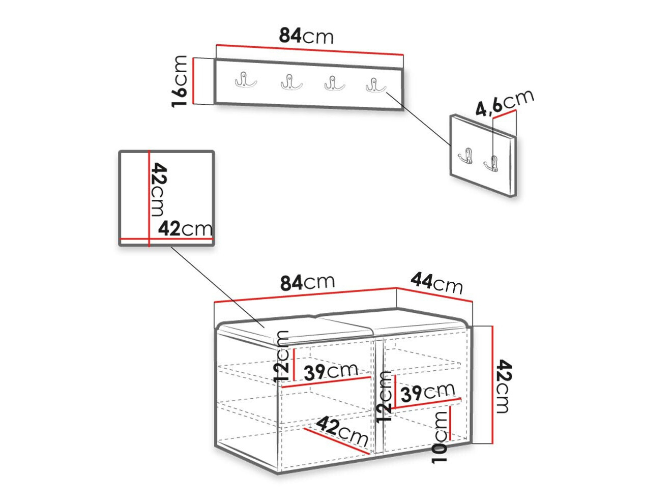 Set za hodnik Hartford 376 (Belo)