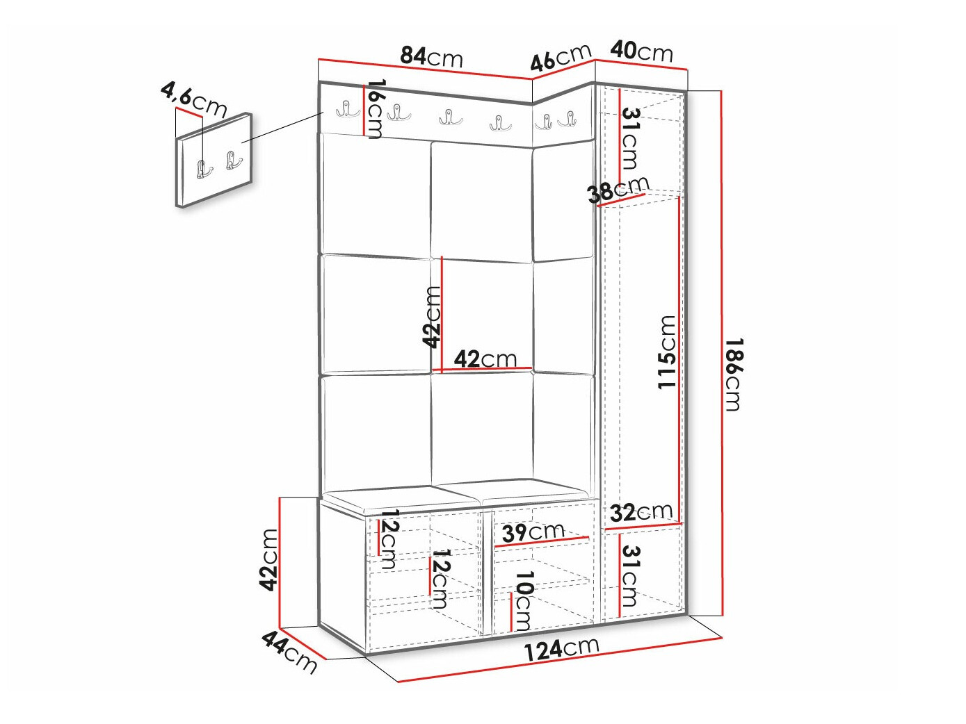 Set za hodnik Hartford 377 (Belo)