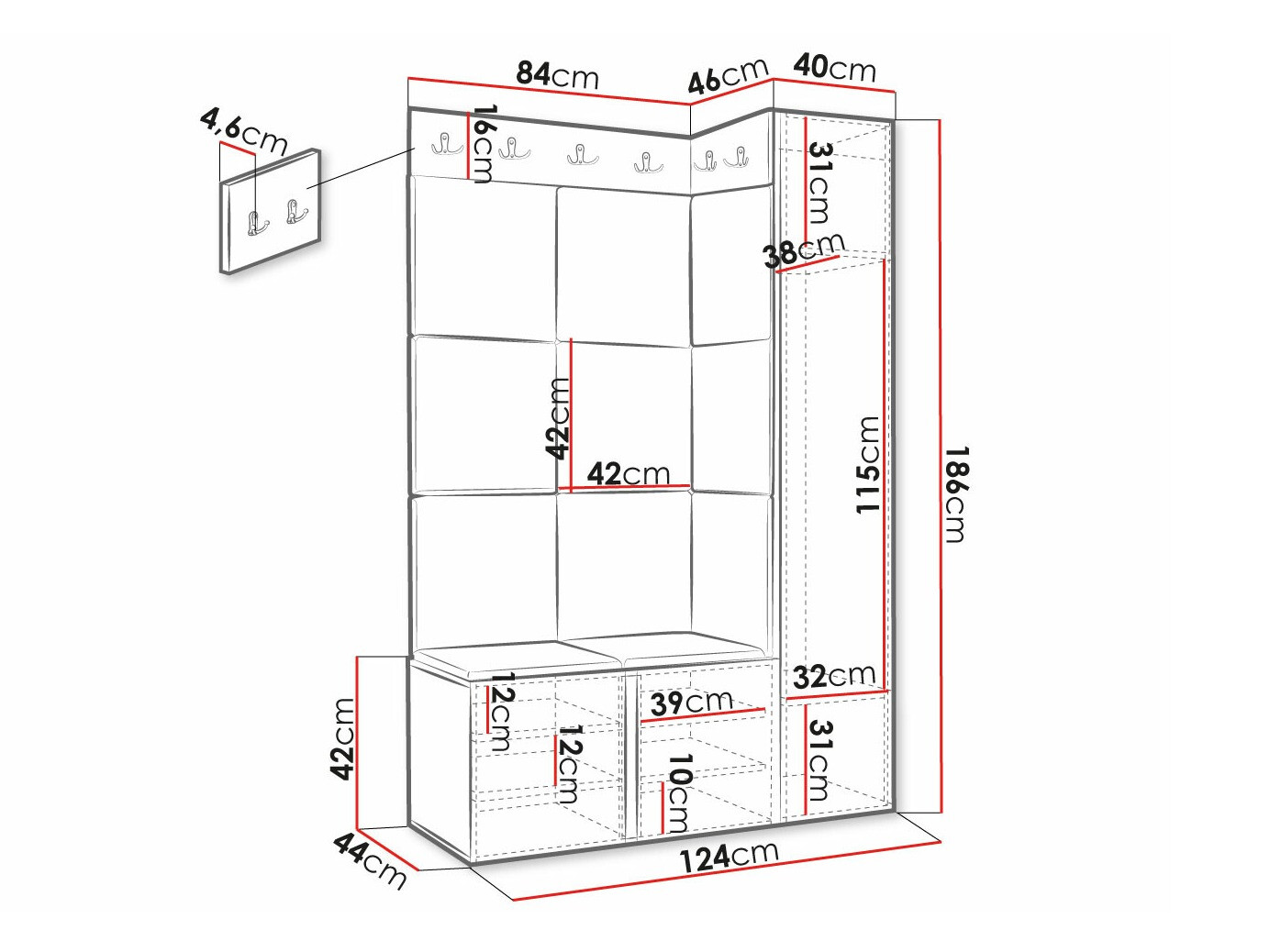 Set za hodnik Hartford 377 (Belo)