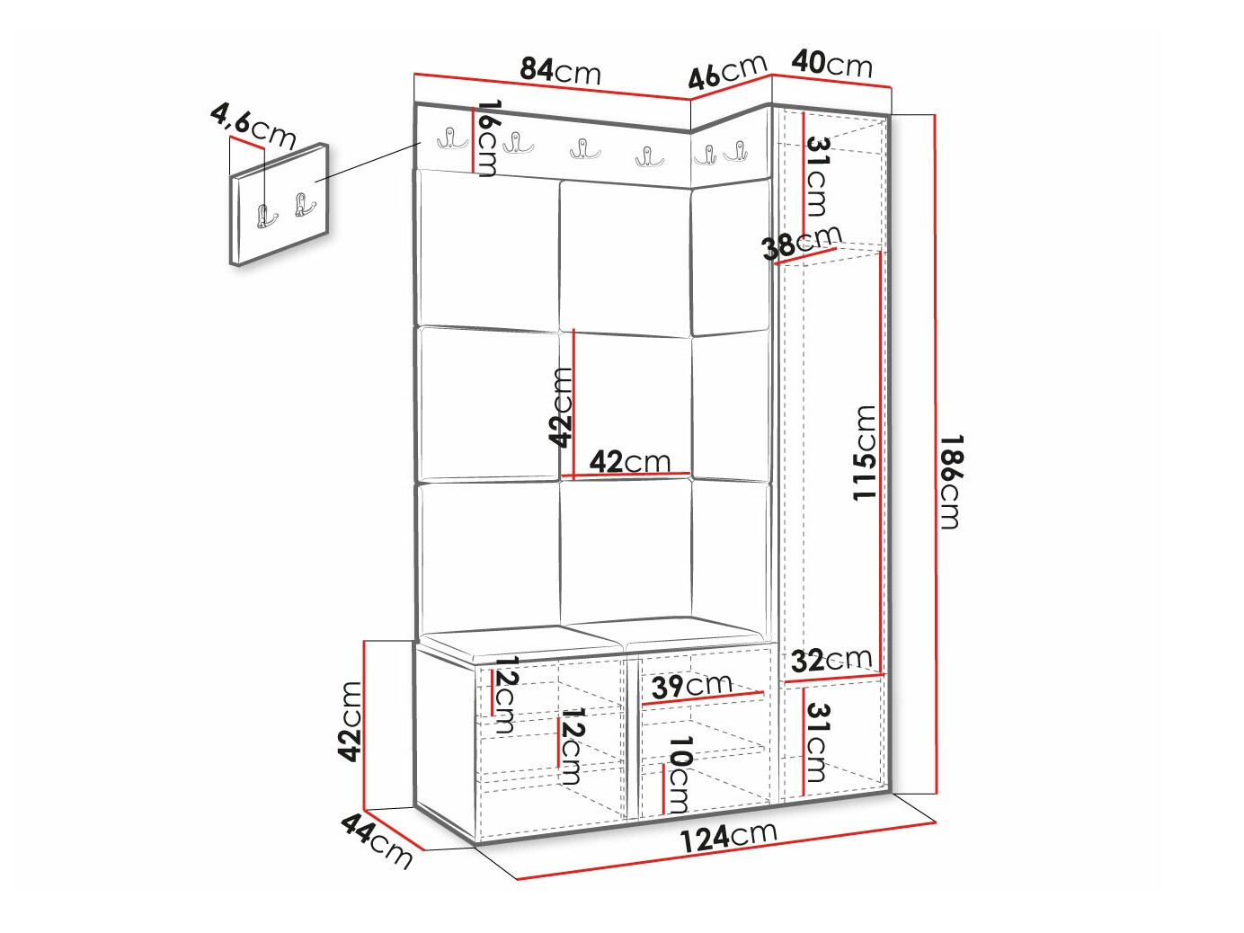 Set za hodnik Hartford 377 (Belo)