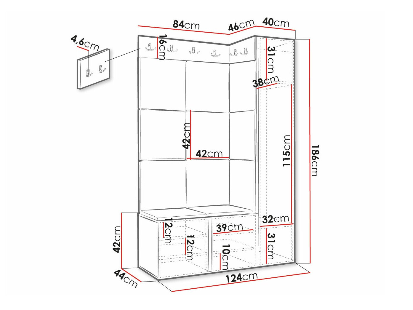 Set za hodnik Hartford 377 (Belo)