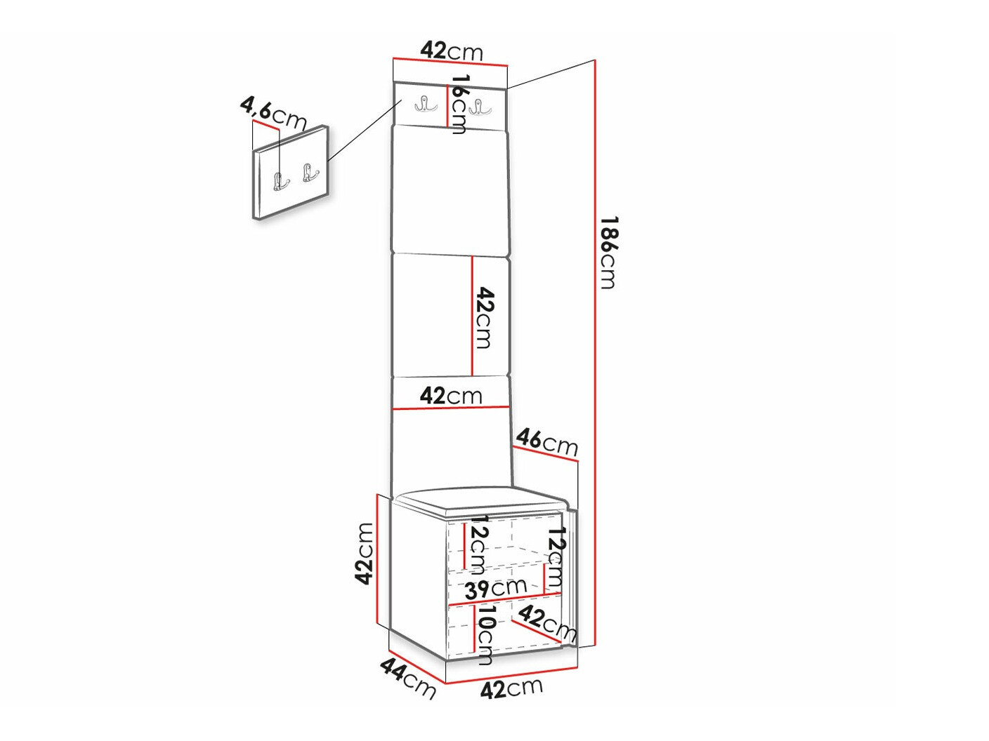 Set za hodnik Hartford 378 (Belo)