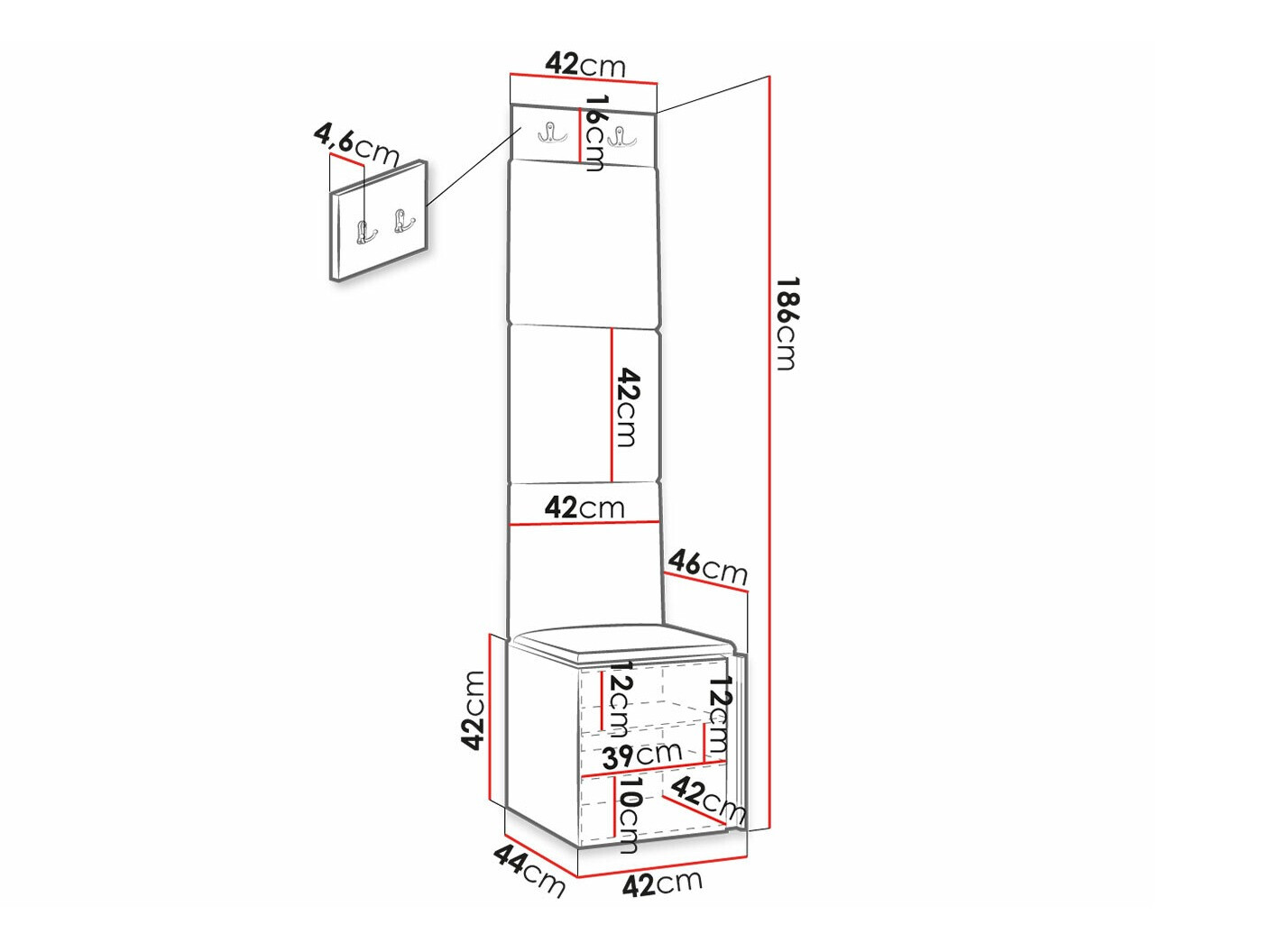 Set za hodnik Hartford 378 (Belo)