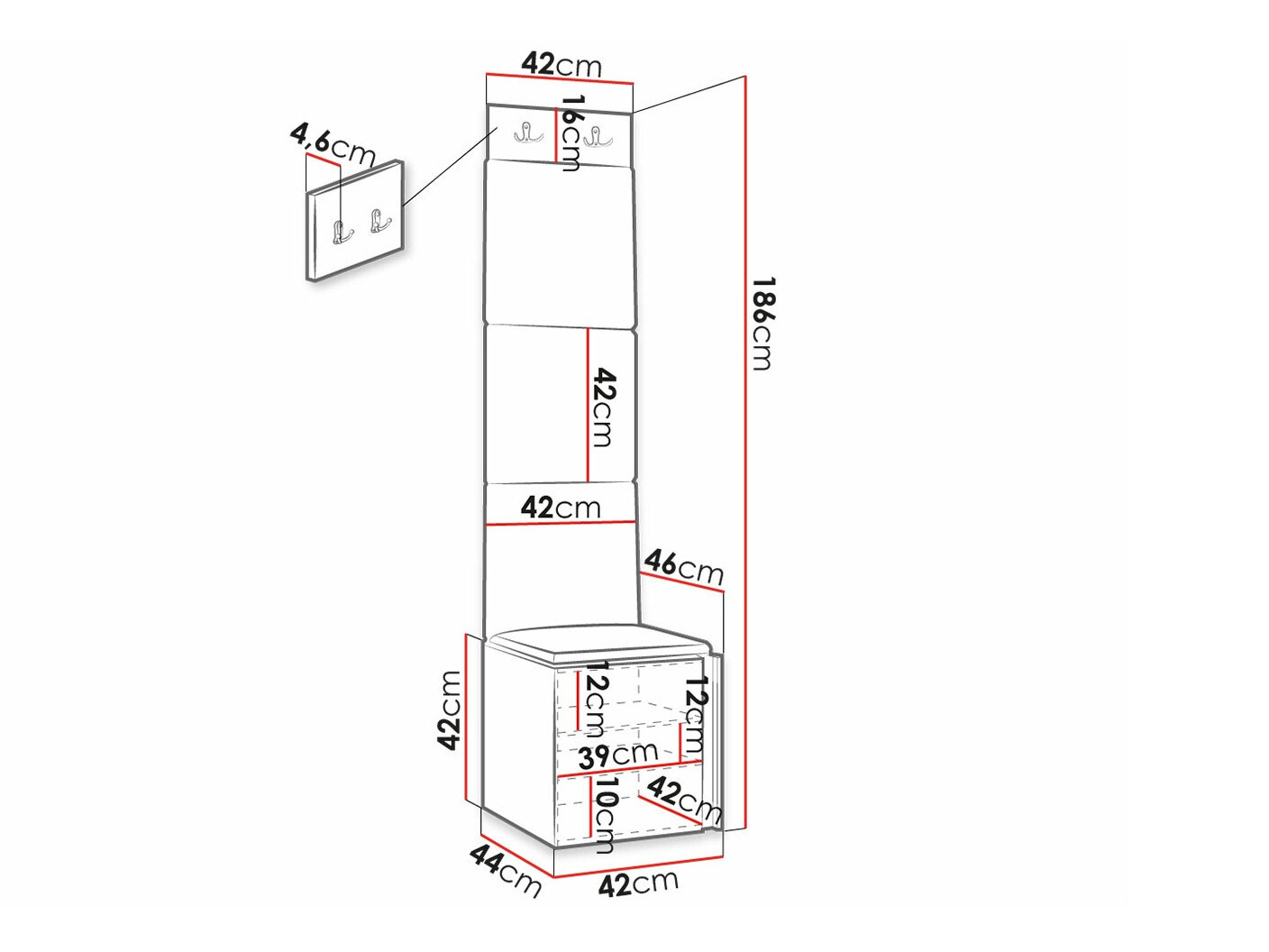 Set za hodnik Hartford 378 (Belo)