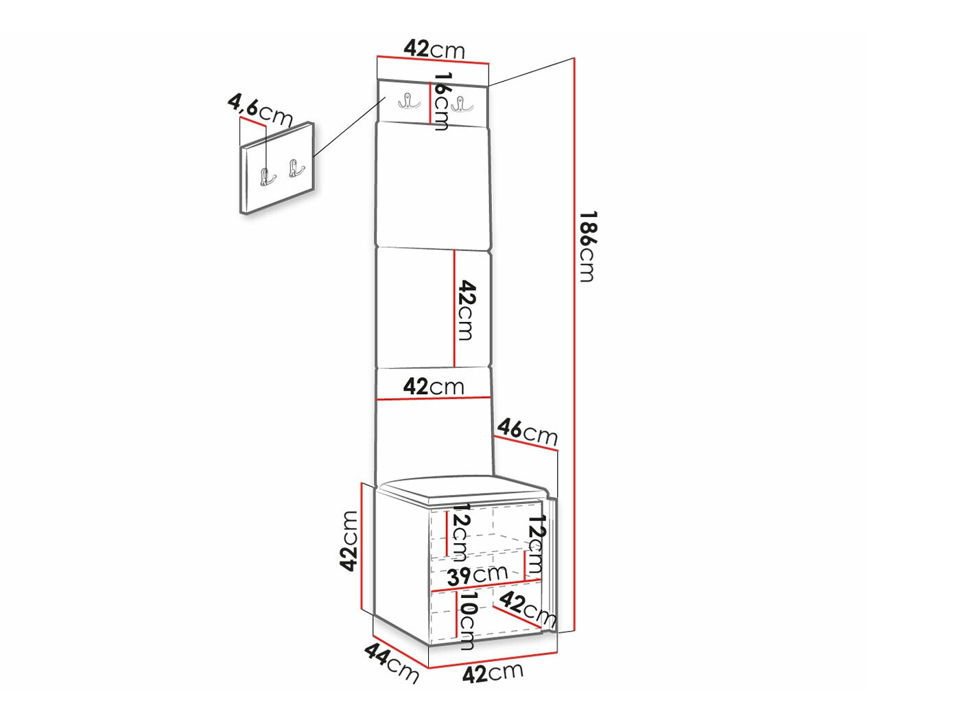 Set za hodnik Hartford 378 (Belo)
